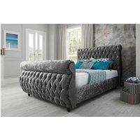 Stratus Interiors Majestic Swan Roll Top Classic Bed Frame - Gas lift Ottoman Storage in Grey | Size: Double