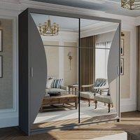 MN Furniture Canberra Sliding Wardrobe with Mirror & LED Light W203cm x H217cm in Grey