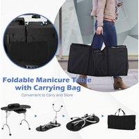 Costway Nails Art Table Set Manicure Tech Desk Portable Nail Table Station in Black