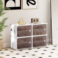 Gymax 4-tier Shoe Cabinet 16 Pair Plastic Shoe Organizer With Magnetic Doors in White
