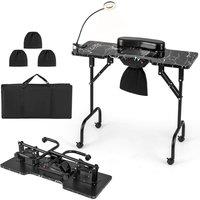 Costway Folding Manicure Nail Table w/Electric Dust Collector & Carry Bag in Black