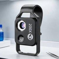 Ventryn 200x Magnification Zoom Lens, Clip On Microscope in Black