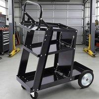 Ventryn Welding Plasma Cutter Cart 3 Tier Storage Trolley with Chain Lock in Black