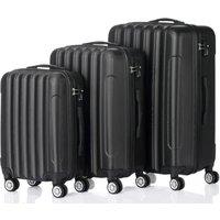 NESTLUNE Set of 3 ABS Cabin Hard Shell Luggage Travel Trolley in Black | Size: 100 cm x 60 cm