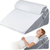FLAVORA 12-in-1 Adjustable Bed Wedge Memory Foam Pillow in Grey | Size: Double
