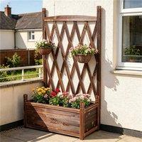 NESTLUNE 64*36.5*115 Wood Planter w/ Trellis Garden Raised Bed Box in Brown | Size: 1.25kg