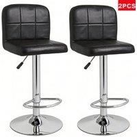 FORGEVIO 2 Adjustable Swivel Faux Leather High Bar Stools Kitchen Stools in Black