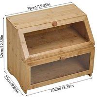 FLAVORA Natural Double Layer Bamboo Bread Box | Size: 0.6m2