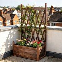 NESTLUNE 64*36*115 Raised Garden Bed w/ Trellis FreeStanding Planter Box in Brown | Size: 1.25kg