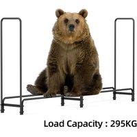 NESTLUNE Heavy Duty Large Firewood Rack Fireplace Log Rack Storage Stand in Black | Size: 100 cm x 15 cm