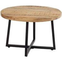 FORGEVIO Coffee Table Criss Cross Iron Wood Top Home Living Furniture Storage in Brown