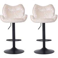 FORGEVIO Set Of 2 Bar Stools High Chairs Breakfast Dining Stools for Kitchen in Beige
