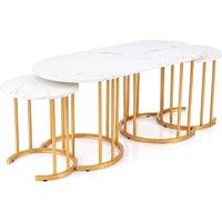 FORGEVIO 3 PCS Nesting Coffee Table Set Living Room Table with 2 Side Tables in White
