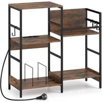 FORGEVIO Record Player Table Side Table Stand Record Display Cabinet in Brown