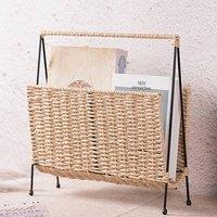 EONLION Magazine Newspaper Basket Free Standing in Beige | Size: 500mm