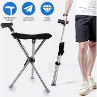 Kelvenix Cane with Seat Lightweight Walking Stick in Black