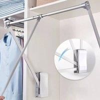 FLAVORA Lift/ Pull Down Wardrobe Rail 930-1250mm Clothes Hanger in Silver | Size: 500mm