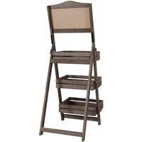 FLAVORA 3-Tier Wooden Plant Stand with Chalkboard Ladder Shelf in Brown | Size: 100g