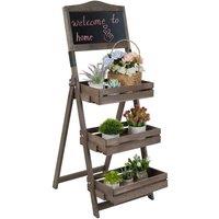 FLAVORA Garden Wooden Plant Stand Chalkboard Door Pavement Sign Board in Brown | Size: 100g