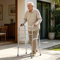 EONLION Lightweight Aluminium Folding Walking Frame in Silver