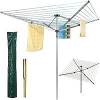 FLAVORA Rotary Airer 4 Arm Outdoor Washing Line Clothes Dryer in Metallic Silver | Size: 0.6m2