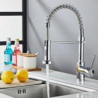 NESTLUNE Modern Monobloc Pull Out Kitchen Mixer Tap in Silver | Size: 10000mm x 520mm