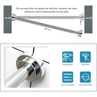 NESTLUNE 4pc No Drilling Telescopic Clothes Rails Shower Curtain in Silver