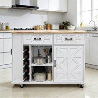 NESTLUNE C Kitchen Island on Wheel Rolling Storage Trolley in White | Size: 100 cm x 15 cm