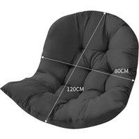 NESTLUNE Large U Shaped Seat Pad for Hanging Egg Chair Seat Pad in Black | Size: 100 cm x 190 cm