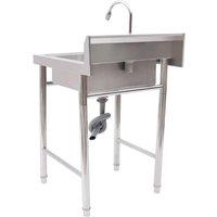 VOGREX Freestanding Stainless Steel Laundry Sink 360 Rotatable Tap in Silver