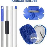 VOGREX Adjustable Telescopic Soft Car Wash Mop Vehicle Window Cleaning Brush in Blue