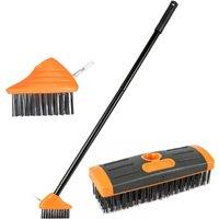 VOGREX 3-in-1 Telescopic Weed Remover Metal Broom Patio Deck Paving Tool Set