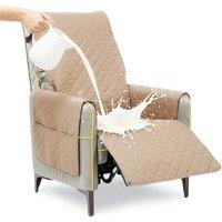 VOGREX Khaki Extra Large Waterproof Quilted Non-Slip Recliner Cover