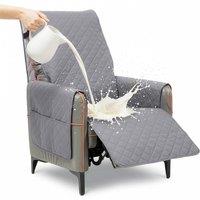 VOGREX Gray Extra Large Waterproof Quilted Non-Slip Recliner Cover in Grey