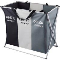 VOGREX Three-Color Collapsible 3 Compartment Large Laundry Basket Bag