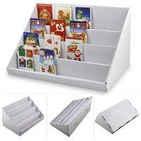 VOGREX 2Pcs 4-Tier Collapsible Cardboard Greeting Card Display Rack in White