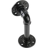 VOGREX 8Pcs Industrial Iron Pipe Floating Shelf Brackets in Black