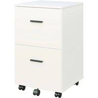 ERGOVEXA 2 Drawers Mobile File Cabinet Wooden Office Desk Rolling White