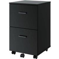 ERGOVEXA 2 Drawers Mobile File Cabinet Wooden Office Desk Rolling Black