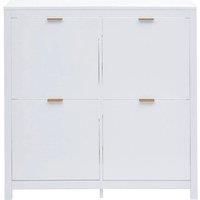 ERGOVEXA Modern Shoe Storage Cabinet 4 Drawers Wooden Cupboard Hallway in White