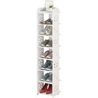 ERGOVEXA 8 Tier Vertical Shoe Rack Slim Storage Shelf Organizer in White