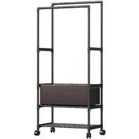 ERGOVEXA Metal Clothes Rail Rack Garment Hanging Stand Shoe Storage Shelf in Black