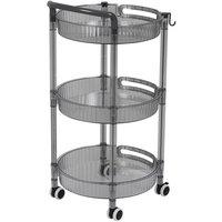 ERGOVEXA 3 Tier Storage Trolley Cart Kitchen Bathroom Rolling Rack Tray Shelf in Grey