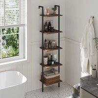 ERGOVEXA 5 Tier Wooden Ladder Storage Rack Stand Shelving Rustic Brown