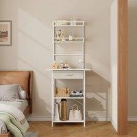 ERGOVEXA Shelving Unit with Drawer Vanity Table Makeup Desk for Bedroom in White