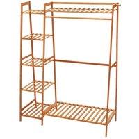 ERGOVEXA Wooden Clothes Rail Rack Garment Stand Corner Open Wardrobe in Brown