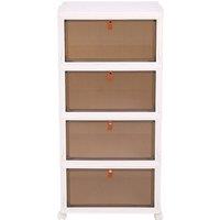 ERGOVEXA 4 Tier Slim Plastic Storage Drawer Box Tower Unit Stationery in White