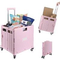 Kelvenix Folding Storage Box Trolley Cart Wheels in Pink | Size: 0.6m2