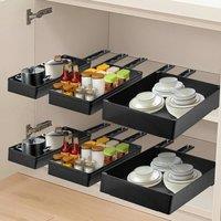 Nordara Black 3pcs Pull-Out Cupboard Drawer Organiser