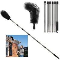 Ventryn Extendable Pole Gutter Cleaning Brush Roofing Tool Guard Cleaner in Black